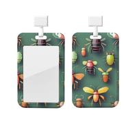 Insect Atlas - Soporte para tarjetas de identificación con cordón, protector vertical para tarjetas, carcasa rígida de ABS transparente, carrete retráctil para el trabajo y la oficina
