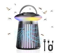 Insecticida eléctrica con luz LED, lámpara antimosquitos con carga USB-C para camping, jardín, balcón, dormitorio, trampa para mosquitos con gancho para colgar