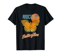 Insecto Divertido Adicto a Las Mariposas Amantes de Las Mariposas Naranjas Camiseta gráfica económica, Hombre, Negro, S