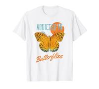 Insecto Divertido Adicto a Las Mariposas Amantes de Las Mariposas Naranjas Camiseta gráfica económica, Hombre, Blanco, M