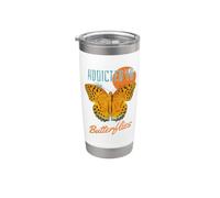 Insecto divertido adicto a las mariposas amantes de las mariposas naranjas Vaso térmico de acero inoxidable de doble pared