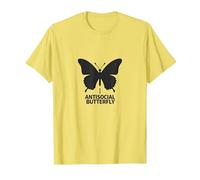 Insecto Negro Minimalista Mariposa Antisocial Camiseta, Hombre, Limón, S