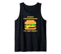 Insert Cheese Burger To continue Awesome Pixelated Food Tees Camiseta sin Mangas