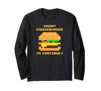 Insert Cheese Burger To continue Awesome Pixelated Food Tees Manga Larga