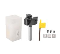 Insert Spoilboard Router Bit, 1 - 1/4 Inch 3 Flute Carbide - Tipped Bit with 8mm Shank, High Carbon Steel for Woodworking Planing Slotting and CNC Machines, Includes Spare Blades a