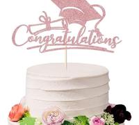 Inserto de decoración de pastel de papel para la temporada de graduación 2025, ideal para añadir un toque festivo a pasteles en fiestas de graduación y celebraciones (oro rosa)