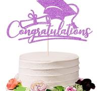 Inserto de decoración de pastel de temporada de graduación 2025 para celebraciones de fiesta de graduación con diseño de papel vibrante para mejorar el ambiente festivo (morado)