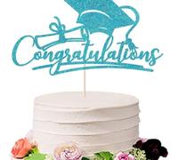 Inserto de decoración de pastel de temporada de graduación 2025 para celebraciones de fiesta de graduación con diseño de papel vibrante para mejorar el ambiente festivo (azul poco profundo)