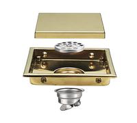 Inserto de diamante Desagüe cuadrado for suelo de ducha, 150x150 mm, acero inoxidable 304, rejilla for azulejos, desodorante, multicolor(Brushed Gold)