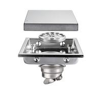 Inserto de diamante Drenaje de piso ducha cuadrado acero inoxidable multicolor 5,9 pulgadas con cubierta parrilla desmontable(Brushed)