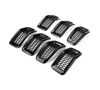 Inserto de rejilla del radiador del parachoques delantero, malla de panal | Cromo negro compatible con Jeep Cherokee 2014-2018 68303626AA 68303626AC