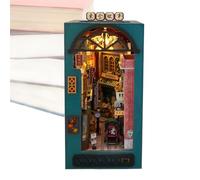 Inserto de rincón de estantería - Casa de Miniatura de 21x16 cm, Kit de luz LED, artesanía de DIY, exhibición de Modelos de Madera, de Sala Creativa Amigos de la Familia