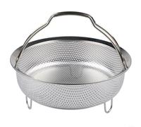 Inserto de vapor para arroceras y ollas, inserto de cesta de vapor 304 con agujeros densamente distribuidos y mango extraíble, diseño apilable para un vapor saludable, plata(L)