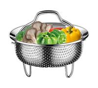 Inserto de vapor para olla de cocina, cesta de vapor para verduras | Inserto de maceta, cesta de lavado de arroz de acero | Práctico de usar: colador de cesto de vapor, bandeja de vapor para verduras