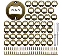 Inserto para abrebotellas - 100 juegos de insertos de abridor de botellas de acero inoxidable con tornillos, destornillador para abridor de botellas, kit de moldes de resina de bricolaje, suministro