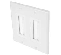 Inserto Pasante para Cables de Pared Doble Puerto y Cepillo Blanco | Plástico, Instalación sin Soldadura, Sistema de Gestión Ordenada, para Ocultar Cables de TV en Pared