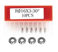 Inserto redondo de carburo R16 x 3 mm para herramientas de torneado de torno de madera, borde de corte de 30°, carburo cementado, paquete de 10 compatibles con Ci0 de tamaño completo y profesional