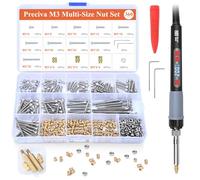 Inserto Roscado M3, Juego de Tornillos Roscados Preciva, Kit de Soldadura (200~500℃), 360 Piezas de Inserto Roscado Metálico M3 con Tornillos y Pernos Surtidos, Accesorios Compatibles con Impresoras
