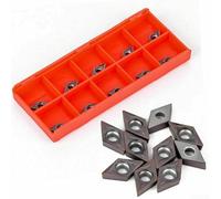 Insertos de carburo CNC 10pcs para torno con caja robusta, diseñados para el mecanizado eficiente de materiales (DCMT070204 YBC205)