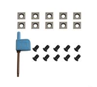Insertos de corte de carburo cuadrados de 14 x 14 x 2 mm para herramientas de torneado de torno de madera, 10 insertos indexables con tornillos y llave, 4 bordes de ángulo de 30 grados para cabezas en