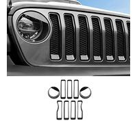 Insertos de parrilla delantera y biseles de faros delanteros solo para Jeep Wrangler JL Sahara/Rubicon 2018-2022