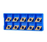Insertos de Puntas de Carburo CNC 10 Uds. Cortador de Cuchillas DCMT11T304-HM YBC251 Soporte de Herramientas de Torneado de Madera Inserto de Repuesto con Caja