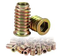 Insertos roscados con accionamiento hexagonal, M4 M5 M6 M8 M10 Muebles de acero Tornillos de cabeza plana con accionamiento hexagonal Tuerca Inserto de madera roscado 50PCS(M8 x 17mm)