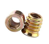 Insertos Roscados de Acero al Carbono Galvanizado, M8 x 15 mm, Paquete de 20 Casquillos con Hexágono Interior