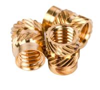 Insertos roscados moleteados de latón, Tuercas de inserción térmica moleteadas de latón, tamaños de rosca M1 a M8, paquetes múltiples(Length 7mm,M1(OD 2mm)100pcs)