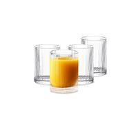 INSETLAN Juego de 4 vasos de cristal de cristal vintage, estilo origami, transparentes, para bar, bebidas, café, jugo, ondulado, 270 ml (S)