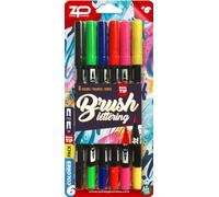 INSFER Rotuladores de Lettering, doble punta, Set de 6 Colores Vibrantes para Caligrafía Creativa y Manualidades