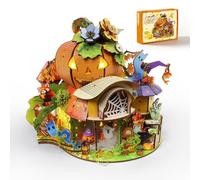 Insgen Kit de casa de muñecas en miniatura, juego de modelo de calabaza con luces