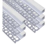 inShareplus Perfil LED de yeso, 3.3 pies/1 m, 6 canales LED de aluminio con difusor lechoso, difusor de tira LED de una sola cara empotrado sin bordes para debajo del gabinete, pared, techo y esquinas