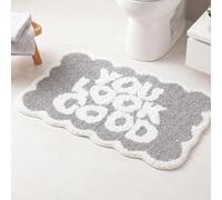 Inshere Alfombrilla de baño Scalloped, Grey Cute You Look Good Esthetic Preppy Bath Rug for Bathroom, Tub, Floor Carpet, Sink, Shower, Non Slip 80 x 50 cm