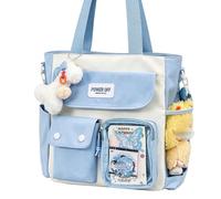 Inshere Ita Bag - Bolsa de mano con ventana transparente, nailon Kawaii Anime Pins Display DIY Shoulder Crossbody, a1-Azul, Talla única