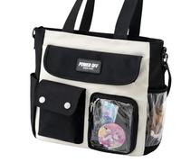 Inshere Ita - Bolsa de mano con ventana transparente, nailon Kawaii Anime Pins Display DIY Shoulder Crossbody Messenger Bag, a1-Negro, Talla única