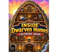 Inside Dwarven Homes Coloring Book: Fantasy Underground Houses, Cozy Mountain Rooms, Hidden Mines and Magical Dwarf Interior Coloring Pages for Adults, Teens and Kids