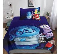 Inside out 3D Funda Nórdica De 2 Piezas Juego De Cama con Cremallera, Anime Microfibra Suave Funda con Fundas De Almohada Adecuado para Familias Y Niños Single（135x200cm）