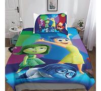 Inside out Funda De Edredón 3D, De Polialgodón Anime Microfibra con 2 Piezas Fundas De Almohada Juego De Cama para Edredón con Cremallera para Familias Y Niños Single(135x200cm)