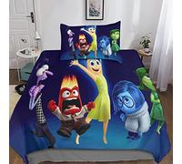 Inside out Funda Nórdica+Almohada 3 Piezas, Impreso 3D Joy Juego De Cama, con Cierre De Cremallera Microfibra Funda De Edredón, para Niños Y Adultos Single（135x200cm）