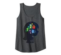 Inside out Head Silhouette Camiseta sin Mangas, Mujer, Jaspeado Oscuro, L