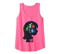 Inside out Head Silhouette Camiseta sin Mangas, Mujer, Rosado Neón, XL