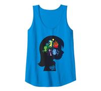 Inside out Head Silhouette Camiseta sin Mangas, Mujer, Zafiro, M