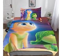 Inside out Juego De Sábanas 2 Piezas Y Fundas Nórdicas Impresas En 3D Anime Microfibra Suave, con Fundas De Almohada, Cremallera Oculta para Niños Y Niñas Single（135x200cm）