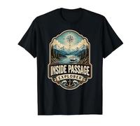 Inside Passage Explorer, Divertido Barco de Crucero de Alaska Vintage Camiseta gráfica económica, Hombre, Negro, S