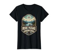 Inside Passage Explorer, Divertido Barco de Crucero de Alaska Vintage Camiseta gráfica económica, Mujer, Negro, S