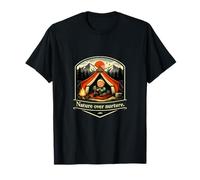 Insignia artística de Nature Over Nurture Camping Mountain Camiseta