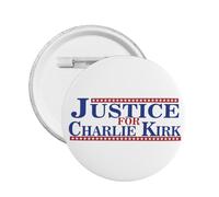 Insignia azul y roja de Justicia para Charlie Kirk, botón, insignia circular de metal, alfileres redondos para el pecho, broche para sombrero, decoración
