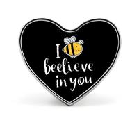 Insignia "Bee I Believe in You" (Abeja, creo en ti), broche, botón en forma de corazón, decoración de aluminio para mochilas y sombreros.