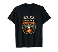 Insignia Camping Mountain Marshmallow Fire Heart Smoke Camiseta